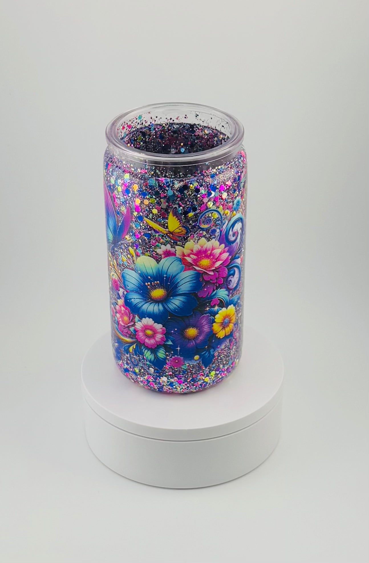 Colorful Butterfly 16oz Snow Globe Tumbler