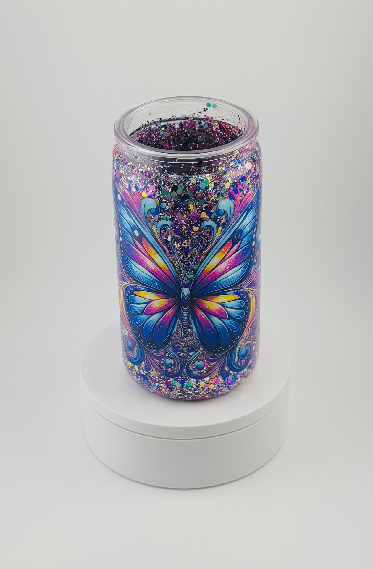 Colorful Butterfly 16oz Snow Globe Tumbler