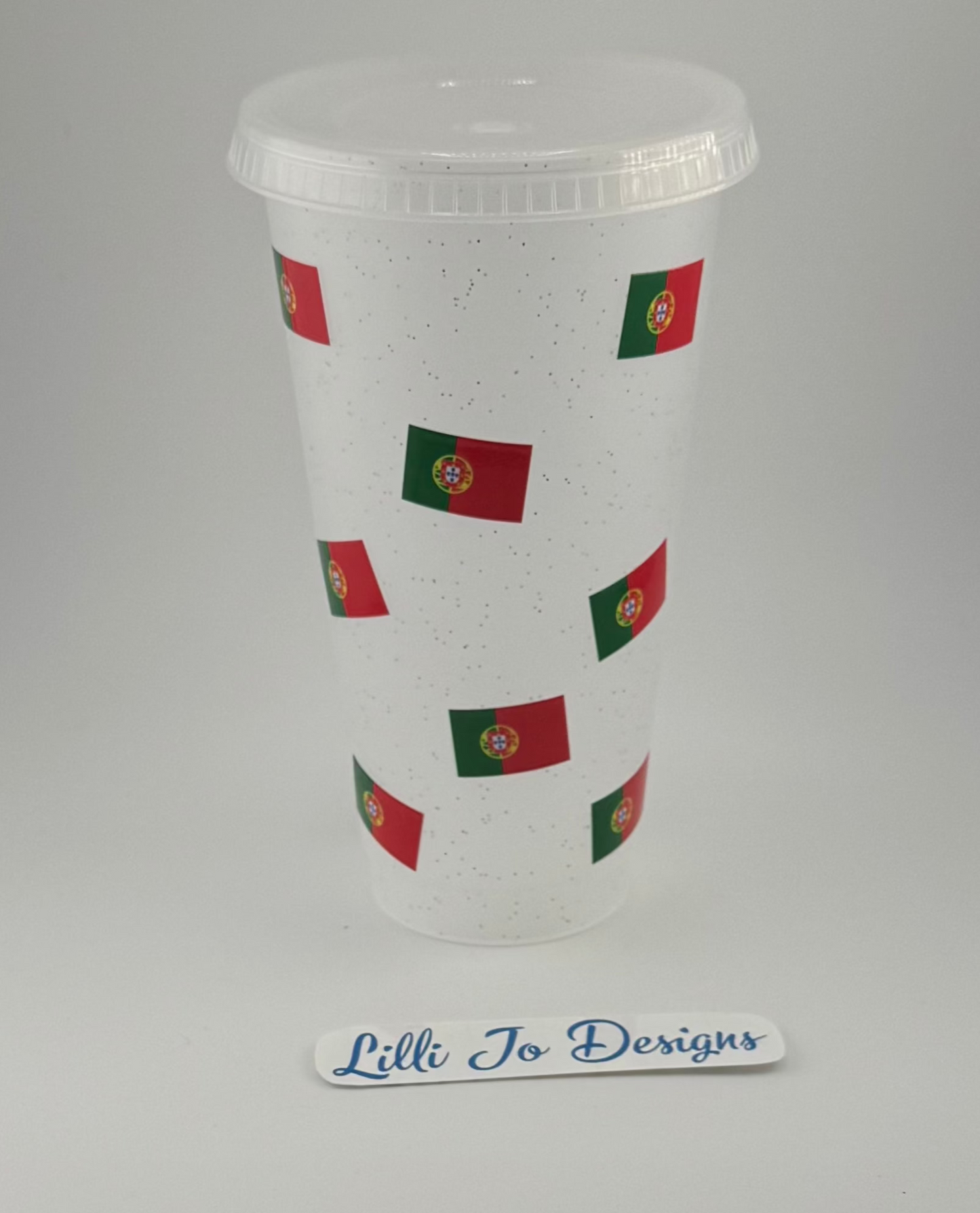 Portuguese Flag 24oz Reusable Plastic Tumbler