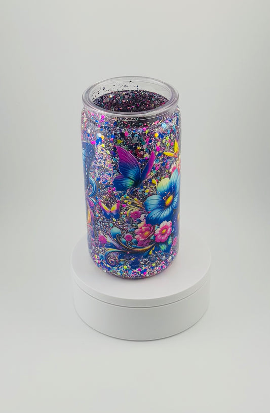 Colorful Butterfly 16oz Snow Globe Tumbler