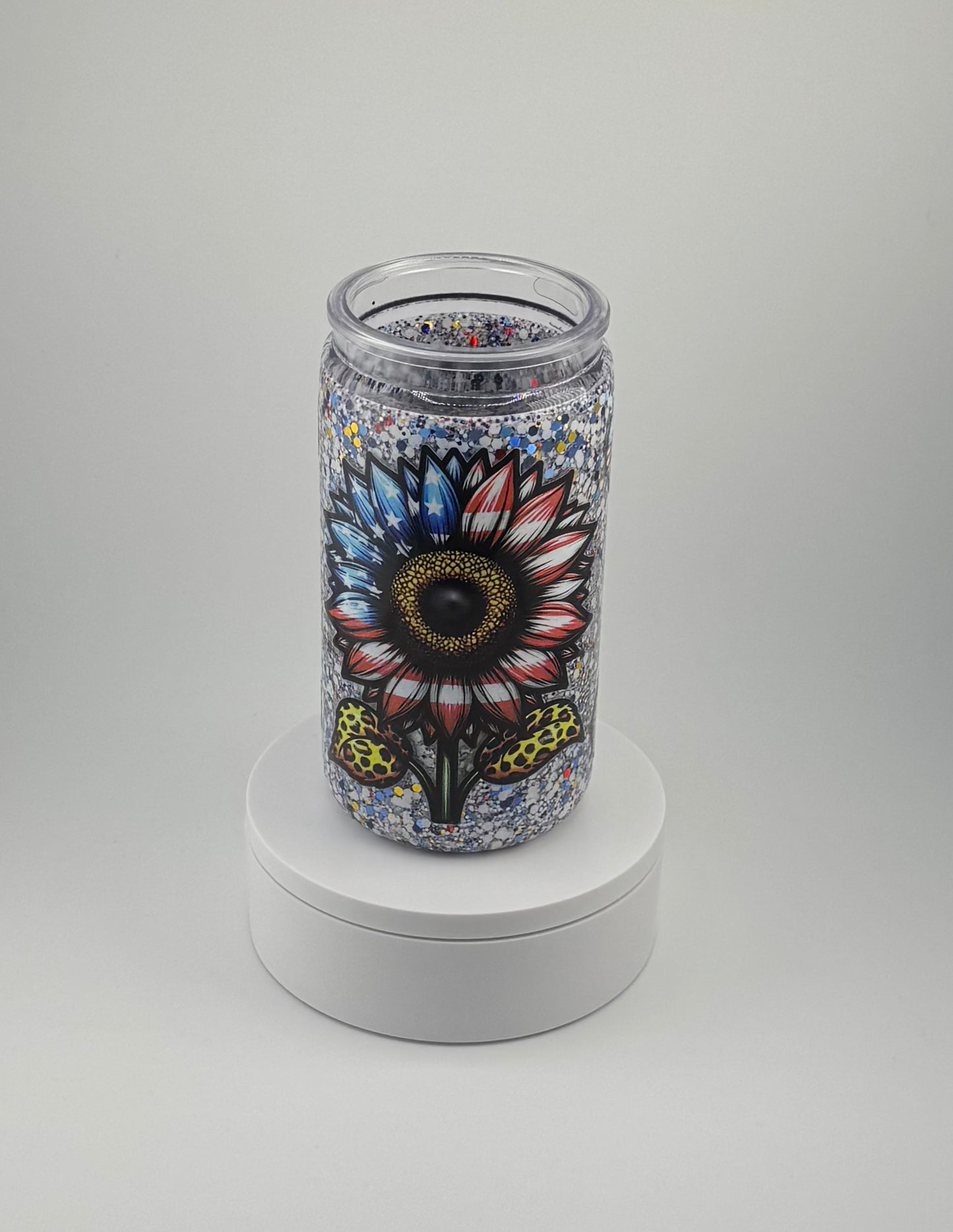 USA Sunflower 16oz Snow Globe Tumbler
