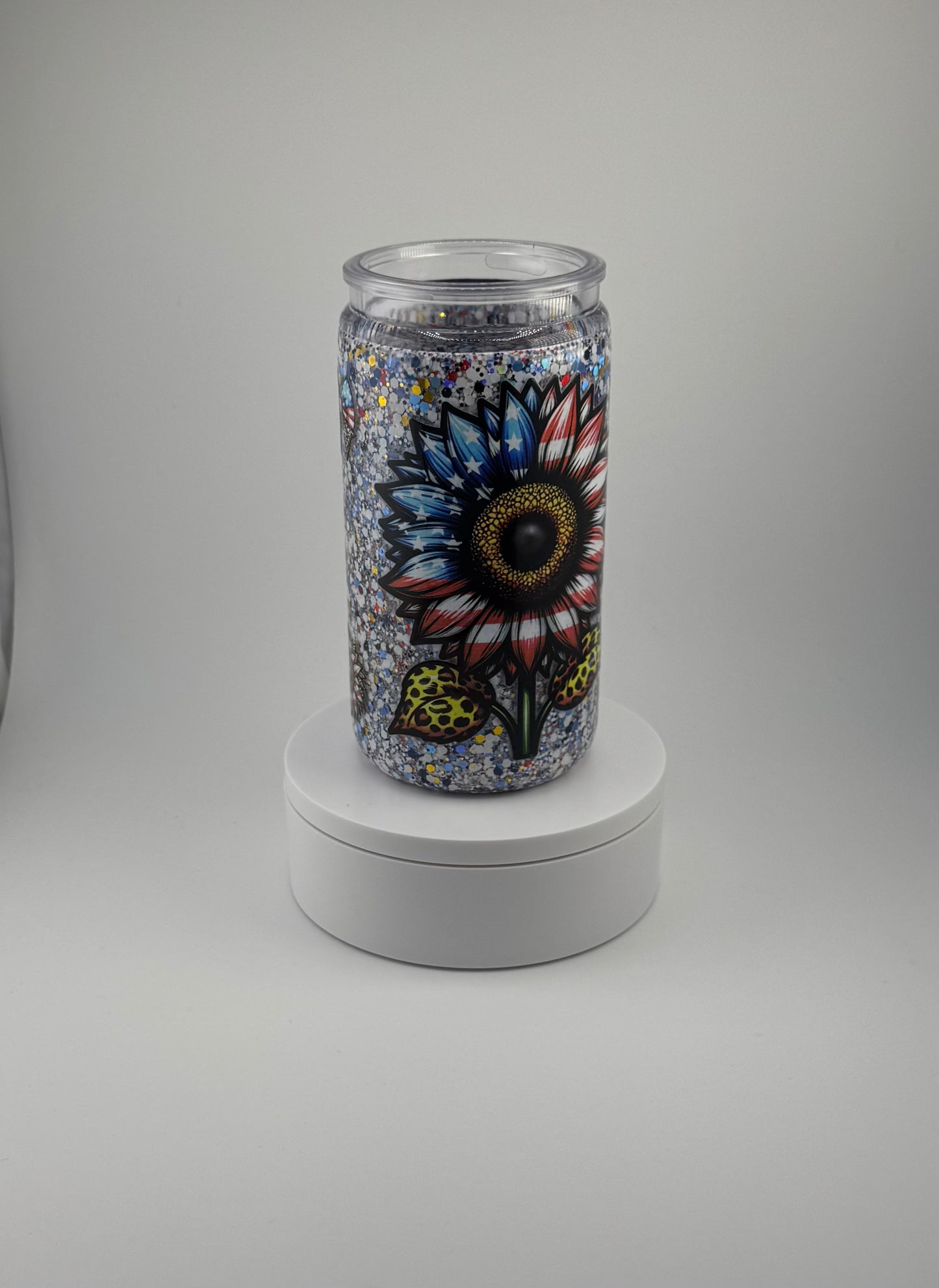 USA Sunflower 16oz Snow Globe Tumbler