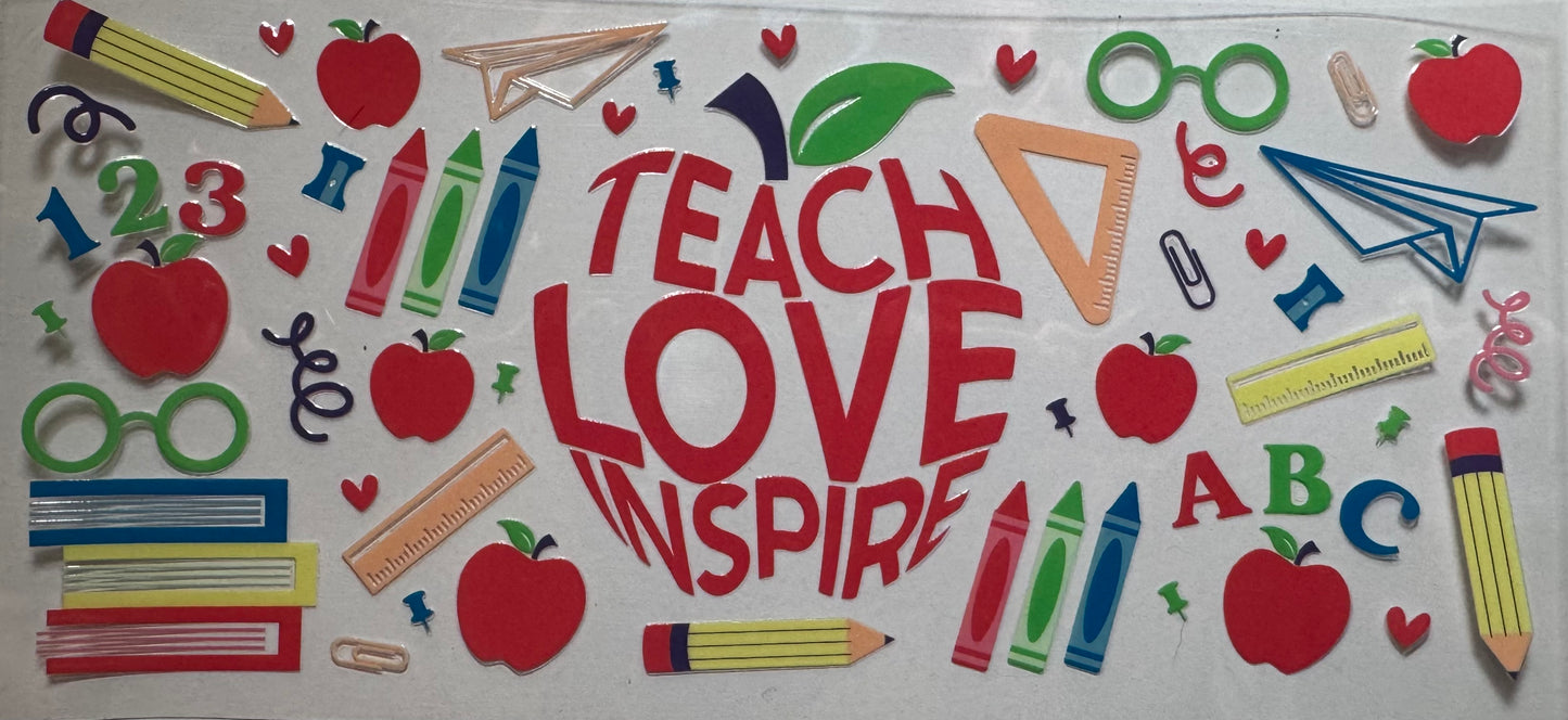 Teach, Love, Inspire 16oz Snow Globe Tumbler