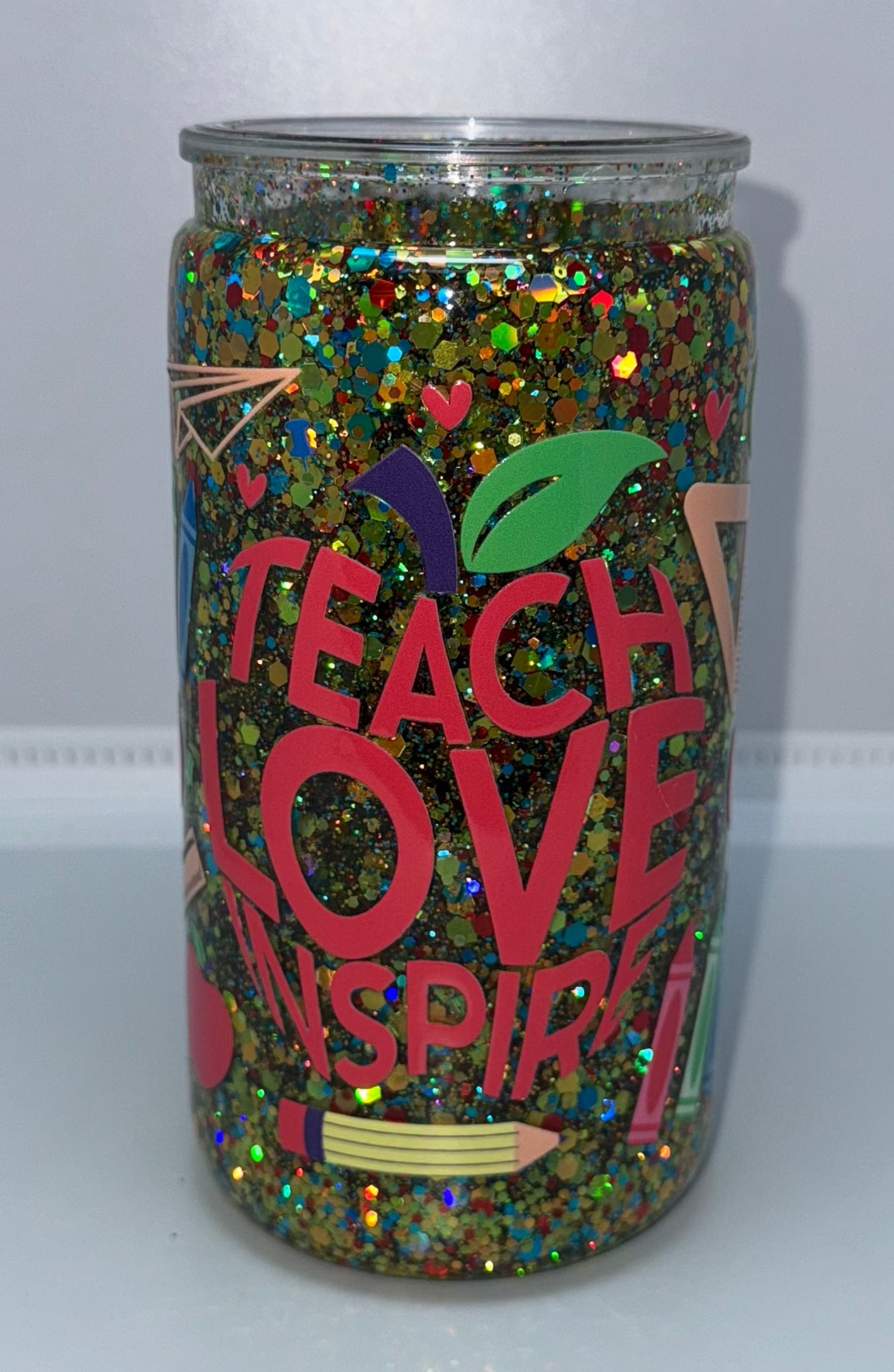 Teach, Love, Inspire 16oz Snow Globe Tumbler