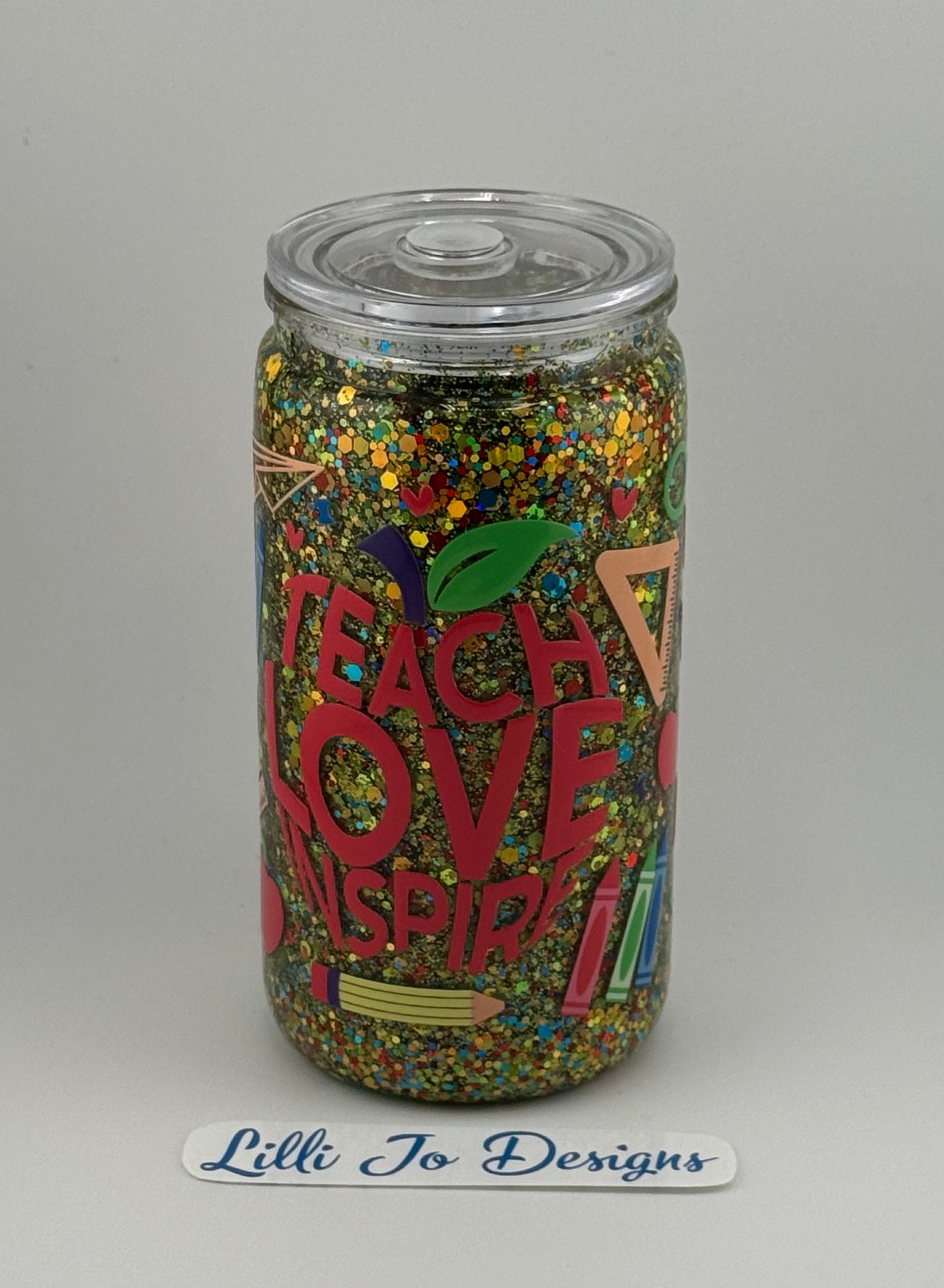 Teach, Love, Inspire 16oz Snow Globe Tumbler