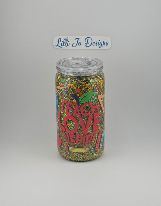 Teach, Love, Inspire 16oz Snow Globe Tumbler